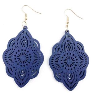 Fleur De Lis Wooden Lace Earrings